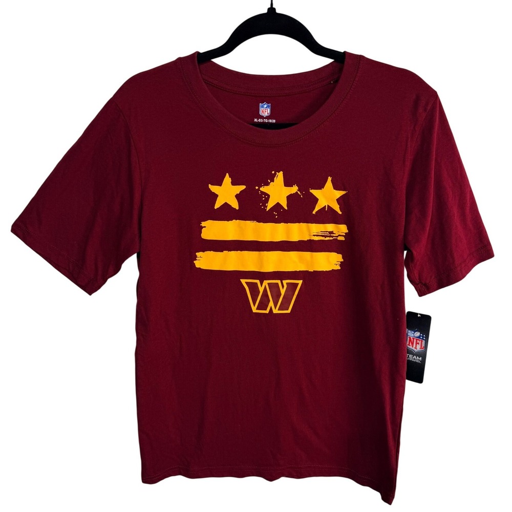 NFL Washington Commanders T-Shirt Graphic Tee Kids Youth XL 18/20 Burgundy New